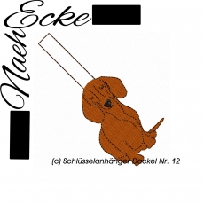 Stickdatei Dackel Nr. 12 Schlüsselanhänger <br />