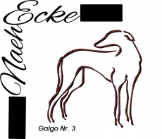 Stickdatei Galgo Nr. 3 13x6 Kappenrahmen