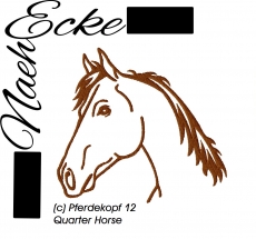 Stickdatei Pferdekopf Nr. 12 Quarter Horse 10x10 <br />