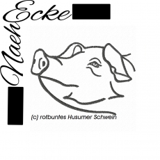 Stickdatei Schwein 3 rotbuntes Husumer Schwein 10x10