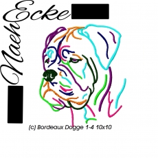 Stickdatei Bordeaux Dogge 1-4 10x10