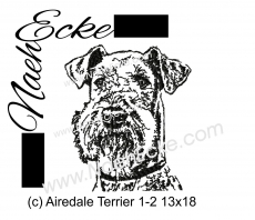 Stickdatei Airedale Terrier Nr. 1-2 Scrib-Art 13x18