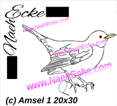 Stickdatei Amsel 1 20x30 / 20x28