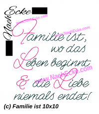 Stickdatei Familie ist... 10x10