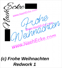 Stickdatei Text Redwork: Frohe Weihnachten 10x10