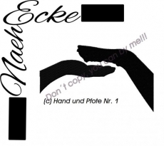 Stickdatei Pfote und Hand Nr 1 13x18 <br />