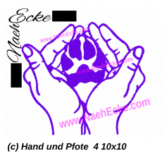 Stickdatei Pfote und Hand Nr 4 10x10