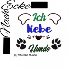 Stickdatei Pfote / Hundepfote Nr. 5 Ich liebe Hunde 13x18 <br />