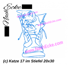 Stickdatei Katze 17 im Stiefel 20x30 / 18x30 / 20x14 / 20x20 / 20x28 /