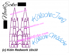 Stickdatei Kölner Dom  Redwork mit Text