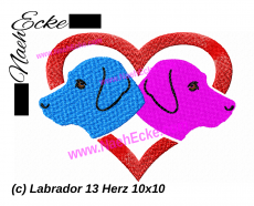 Stickdatei Labrador Nr. 13 Herz 10x10