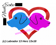 Stickdatei Labrador Nr. 13 Herz 13x18