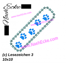 Stickdatei ITH Lesezeichen Pfote 3 10x10