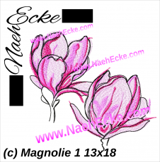 Stickdatei Magnolie 1 13x18 Watercolortattoo