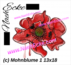 Stickdatei Mohnblume 1 13x18 Watercolortattoo