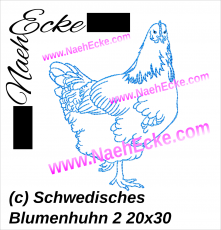 Stickdatei  Schwedisches Blumenhuhn 2 20x30 / 20x28 / 20x20