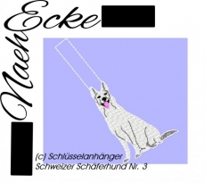 Stickdatei Schweizer Schäferhund Nr. 3 ITH Schlüsselanhänger <br />