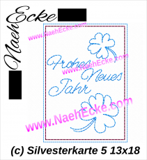 Stickdatei Silvesterkarte 5 Kleeblatt 13x18 ITH