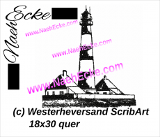 Stickdatei Leuchtturm Westerheversand 18x30 quer Scrib-Art