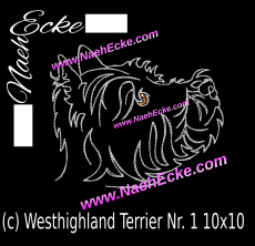 Stickdatei Westhighland Terrier Nr. 1 10x10