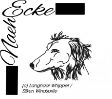 Stickdatei Whippet Nr. 4 Langhaar Silken Windsprite 10x10 <br />