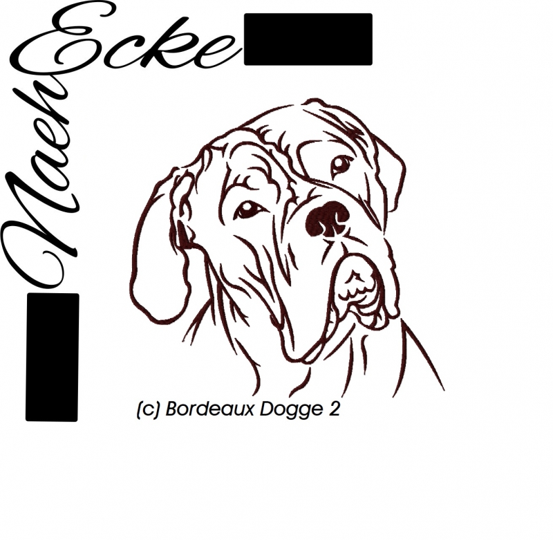 Stickdatei Bordeaux Dogge 2 20x30