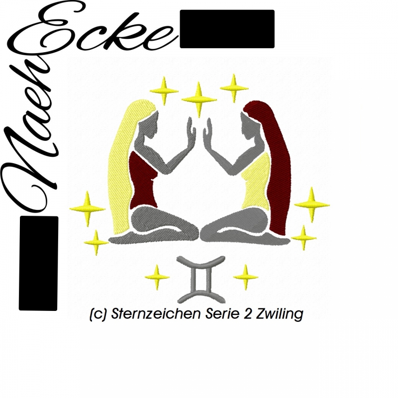 Stickdatei Sternzeichen Serie 2 Zwillinge 10x10 