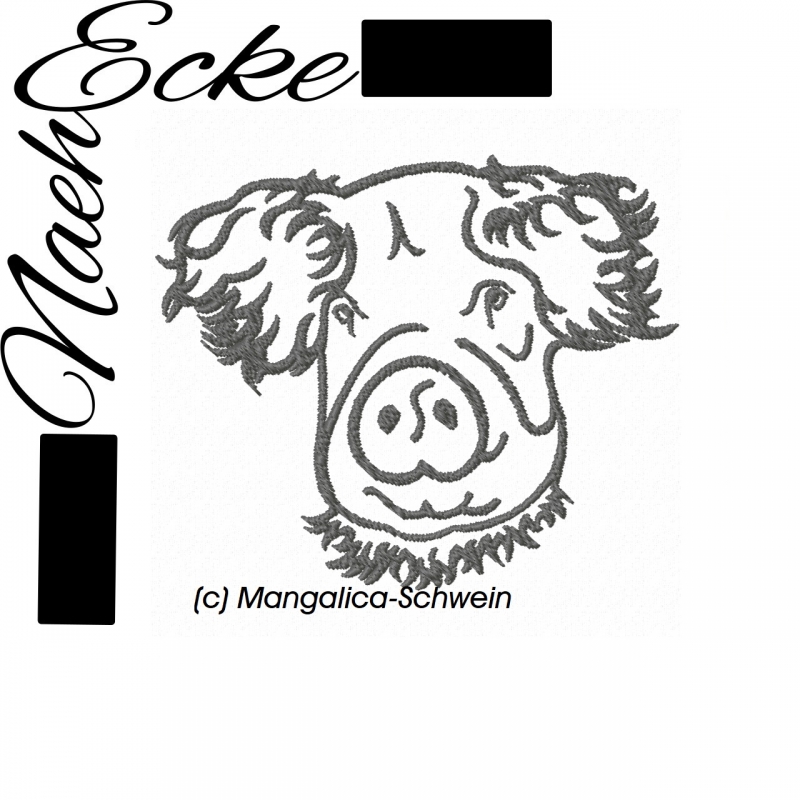 Stickdatei Schwein 2 Mangalica-Schwein 10x10