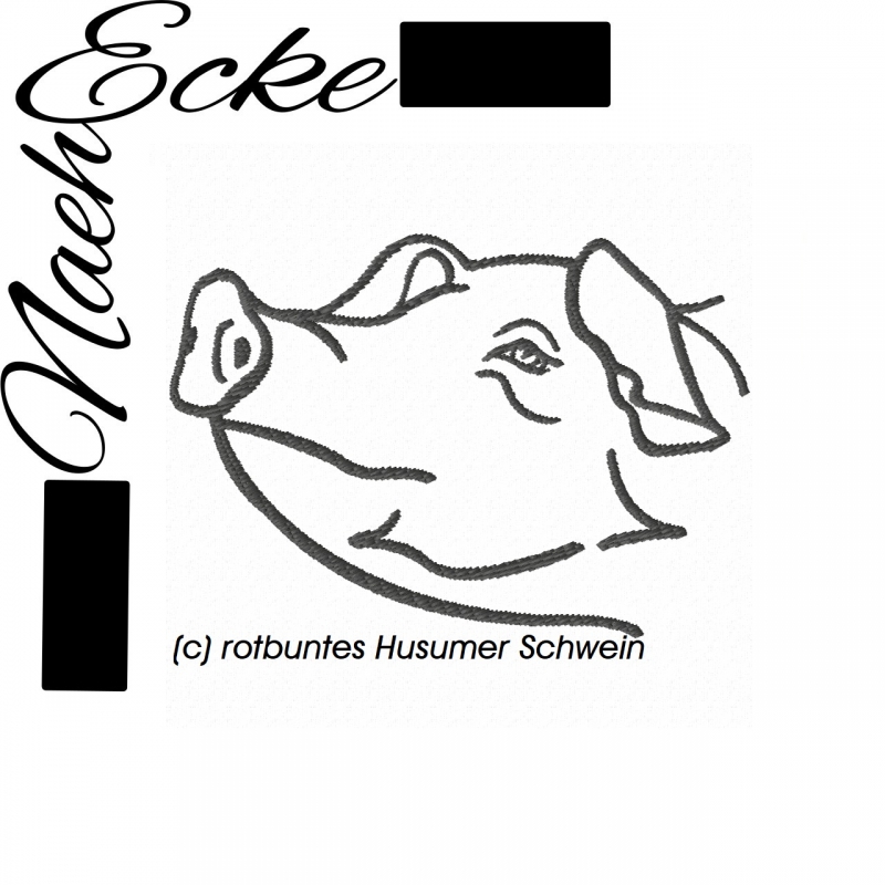 Stickdatei Schwein 3 rotbuntes Husumer Schwein 10x10