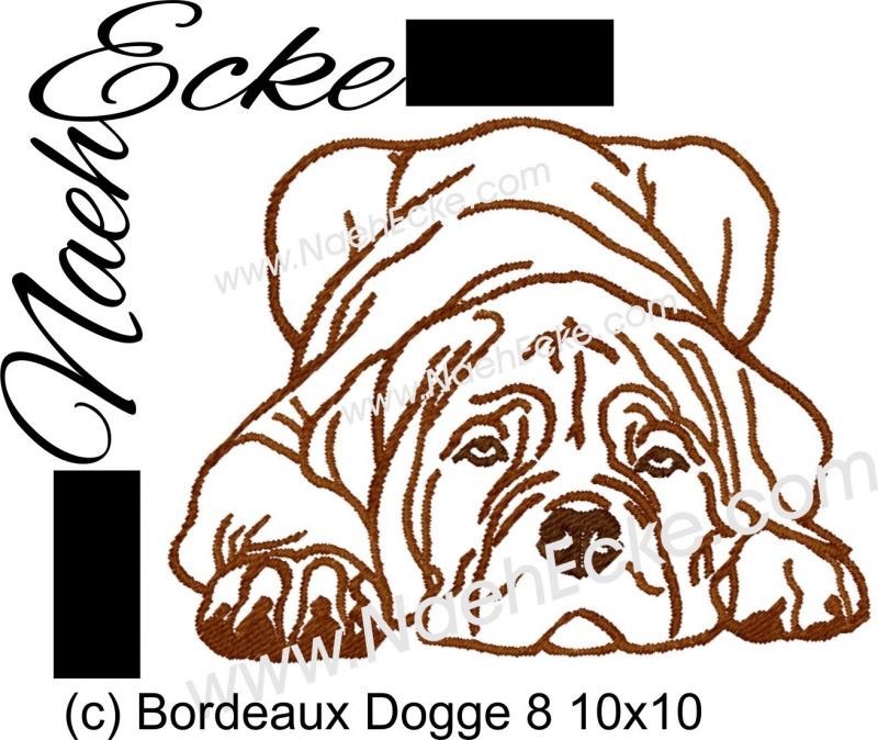 Stickdatei Bordeaux Dogge 8 10x10