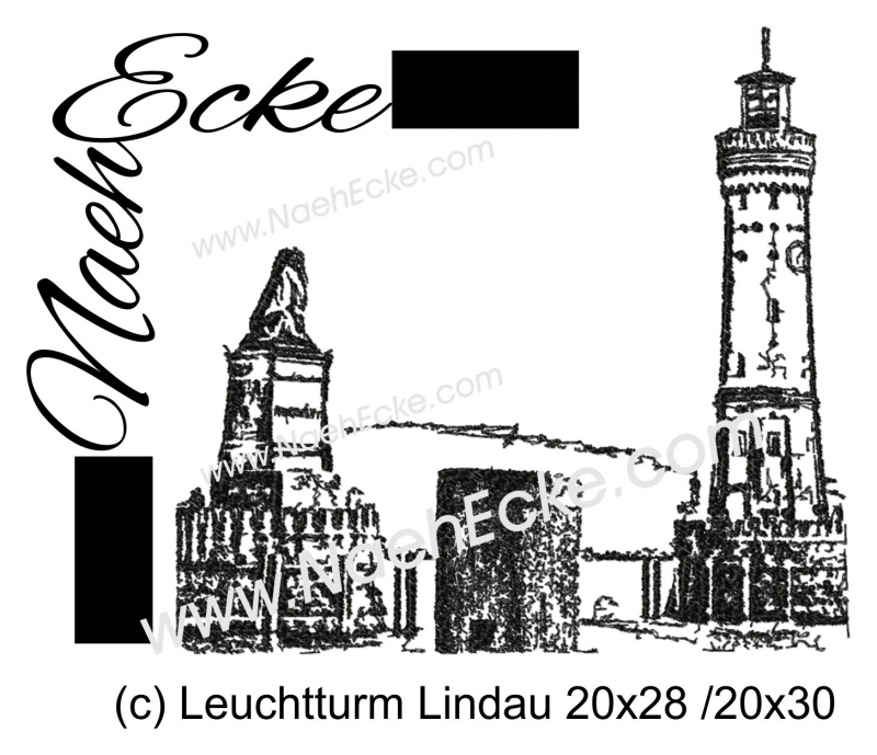 Stickdatei Leuchtturm Lindau / Bodensee 20x28 / 20x30 Scrib-Art