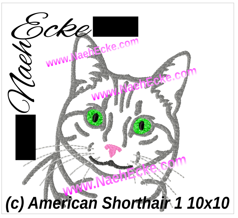 Stickdatei Amerikanische Kurzhaar / American Shorthair 1 10x10