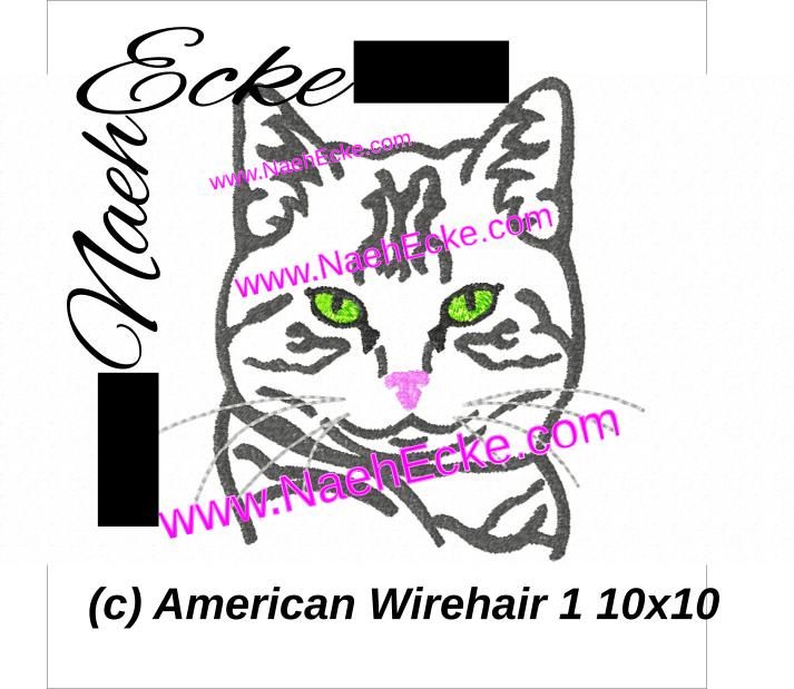 Stickdatei Amerikanische Drahthaarkatze / American Wirehair 1 10x10