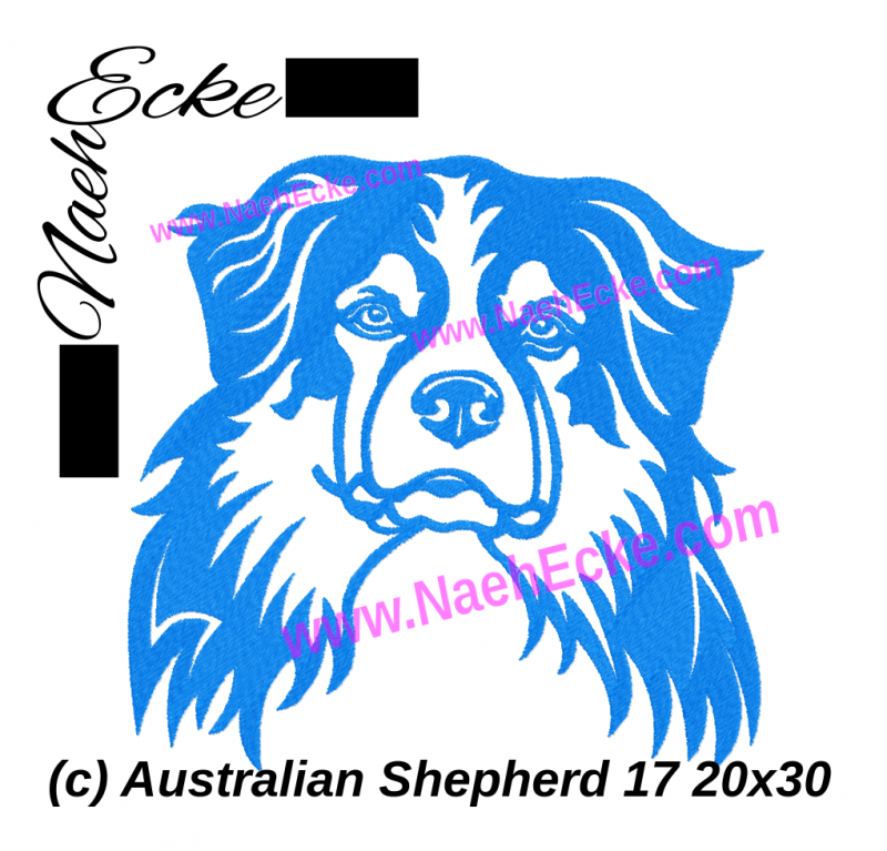 Stickdatei Australian Shepherd 17 20x30 / 20x28 / 26x26