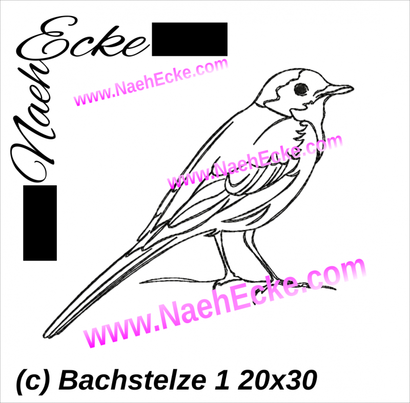 Stickdatei Bachstelze 1 20x30 / 20x28