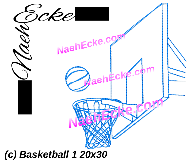 Stickdatei Basketball 1 20x30 / 20x20 / 20x28 / 18x30