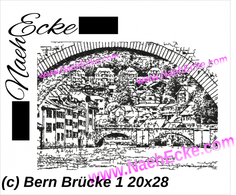 Stickdatei Bern Brücke 1 / Altstadt 20x28 Scrib-Art