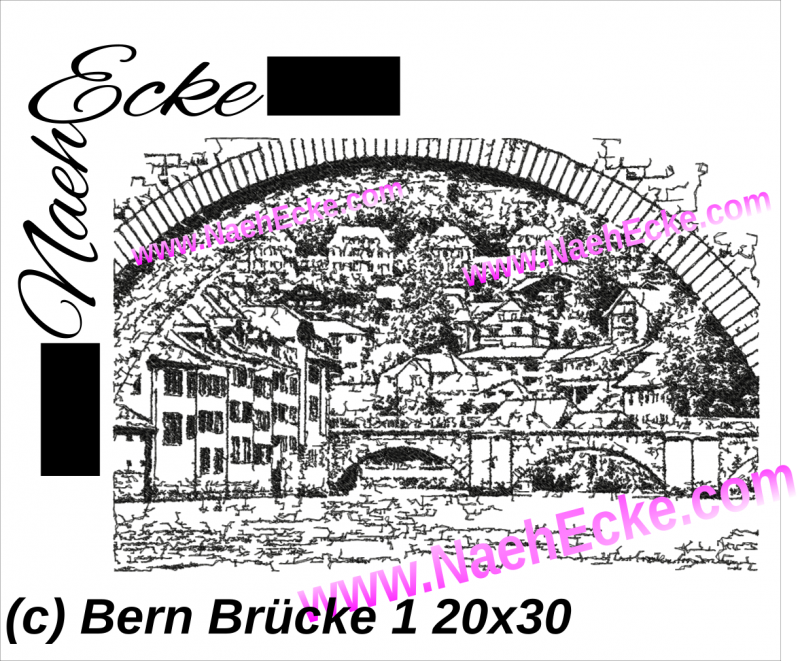 Stickdatei Bern Brücke 1 / Altstadt 20x30 Scrib-Art