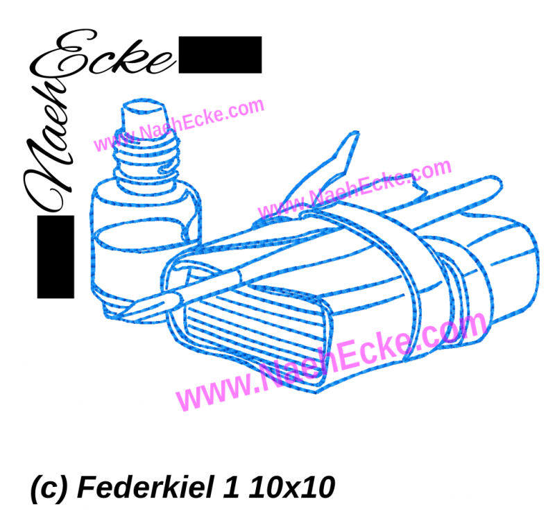 Stickdatei Federkiel 1 / Tagebuch 10x10