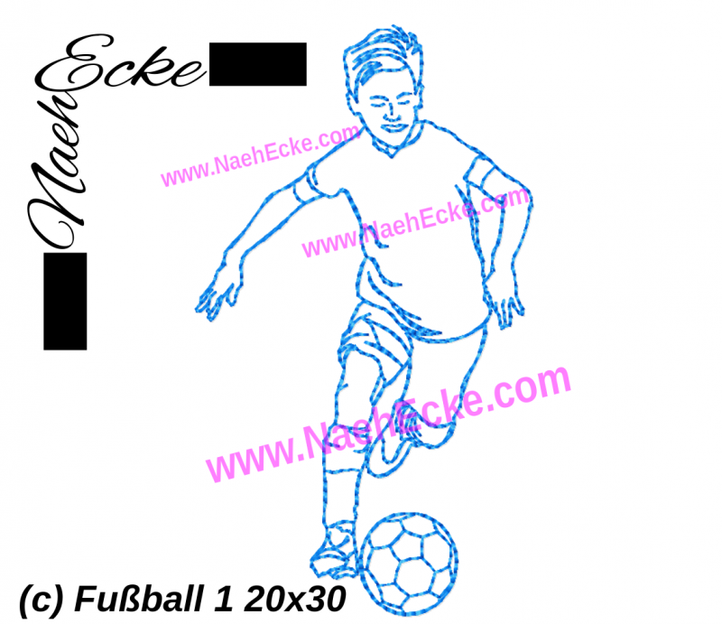 Stickdatei Fußball 1 20x30 / 20x28 / 20x20 / 14x20 / 18x30