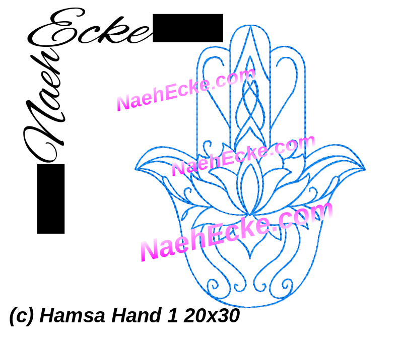 Stickdatei Hamsa Hand 1 20x30 / 20x20 / 18x30 / 20x28