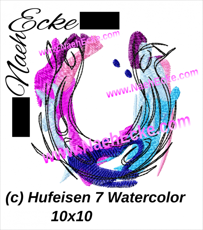 Stickdatei Hufeisen Nr. 7 Watercolortattoo 10x10