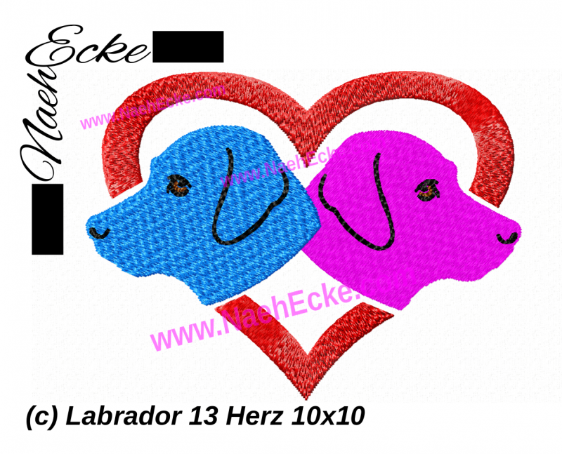 Stickdatei Labrador Nr. 13 Herz 10x10