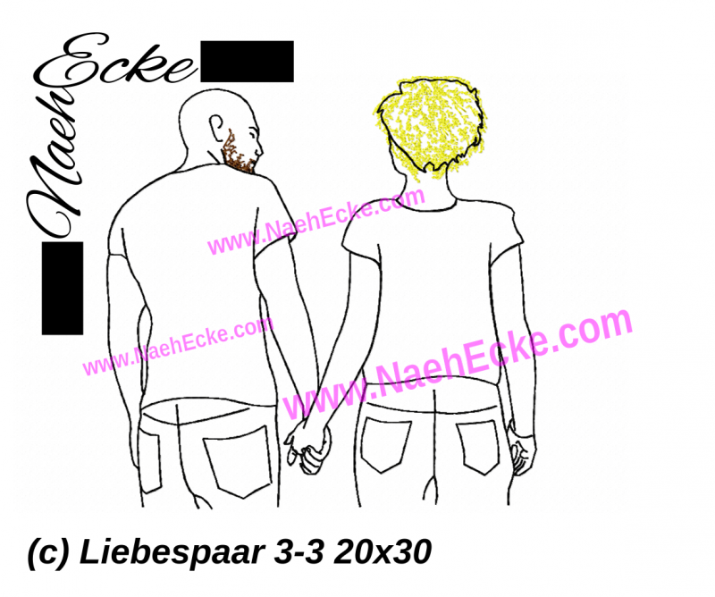 Stickdatei Liebespaar 3-3 20x30 / 20x20 / 20x28