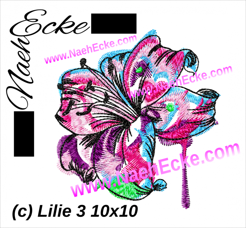 Stickdatei Lilie 3 10x10 Watercolortattoo