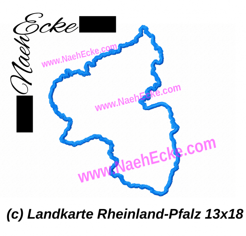 Stickdatei Landkarte Rheinland-Pfalz 13x18 / 14x20