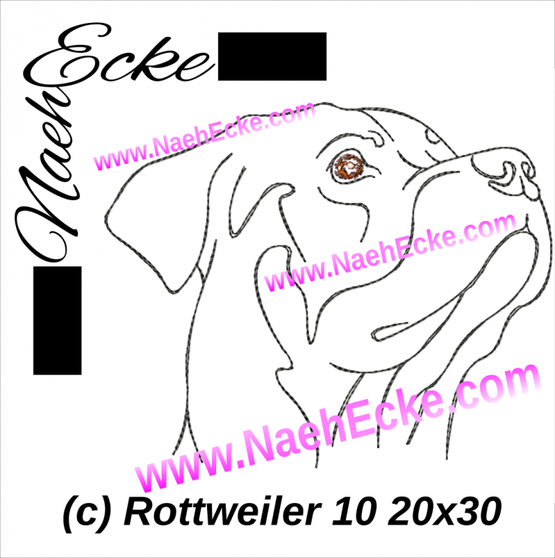 Stickdatei Rottweiler Nr. 10 20x30 / 20x28