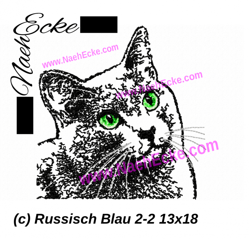 Stickdatei Russisch Blau 2-2 13x18 / 14x20