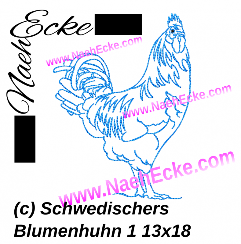 Stickdatei  Schwedisches Blumenhuhn 1 13x18 / 14x20