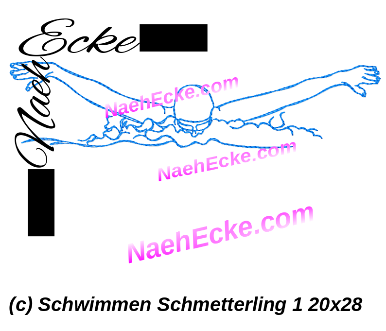 Stickdatei Schwimmen Schmetterling 1 20x28 / 20x30 / 18x30